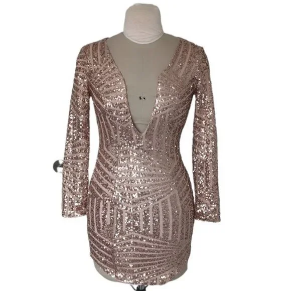 Shareen Collections Plunge Sequin Dress - Picture 1 of 5
